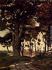Henri-joseph Harpignies Wall Art - Wooded Landscape With A Cart Path